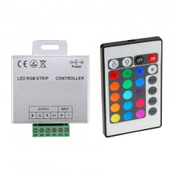 Contrôleur Ruban LED RGB 12/24V, Dimmable par Télécommande IR 24 Touches