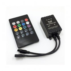 Contrôleur Musical Ruban LED RGB 12V avec télécommande IR 20 Touches