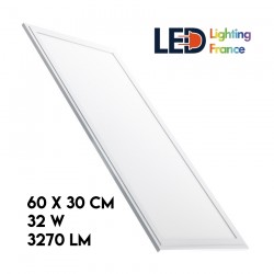 Dalle LED - 60 x 30 cm - 32W - 3270lm - Cadre Blanc - Slim