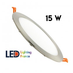 Dalle LED Ronde Extra Plate - 15W - Cadre Argenté