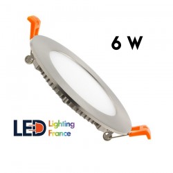 Dalle LED Ronde Extra Plate - 6W - Cadre Argenté